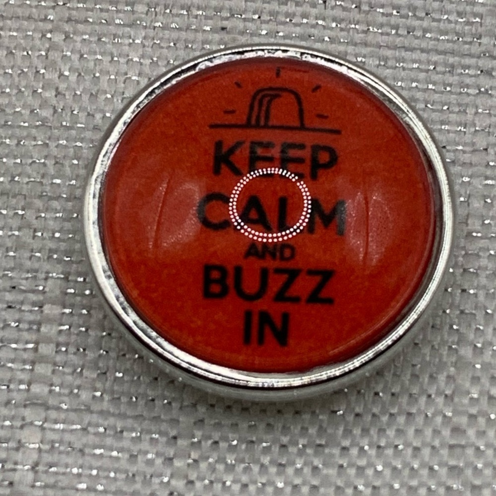 QUIZ BOWL - Keep Calm & Buzz In - Snap Button Charm 18mm/20mm - Made in the USA
